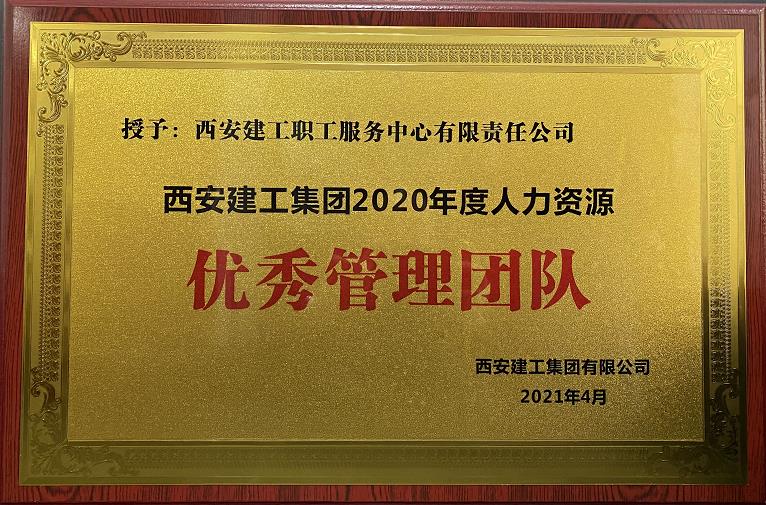 2020年度集团人力资源条线 “优秀管理团队”荣誉称号